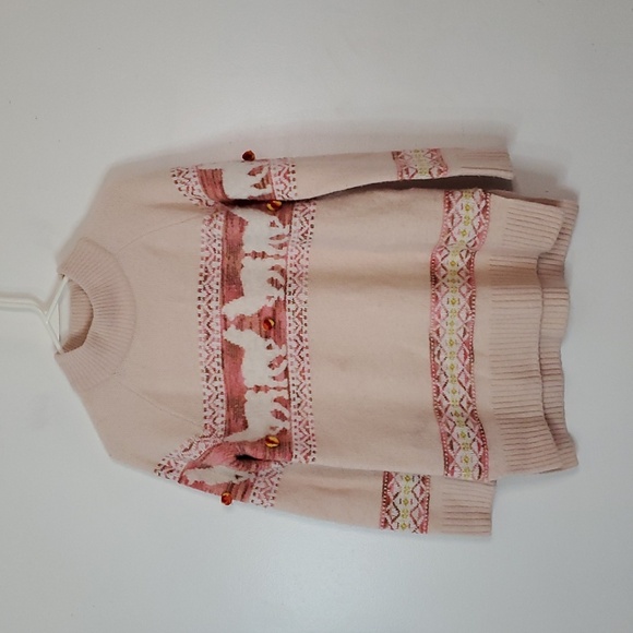 Anthropologie Aimee Alpaca Pullover Sweater Pompom Size Small Longer Length Pink - Picture 4 of 14